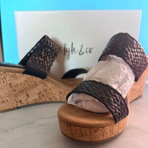 NIB Style & Co. Wedges Black, Size 9M